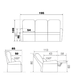 CANAPE BORAL 3 PLACES 1 MOTEUR AUX ASSISES EXTREMITES C36 -Mobilier Pour Maison canape boreal 3 places 1 moteur c36 2