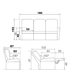 CANAPE SYMBA 3 PLACES ELECTRIQUE + TETIERE CREMAILLERE C36 -Mobilier Pour Maison canape symba 3 places 1 moetur par assise tetiere cremaillere c36 4