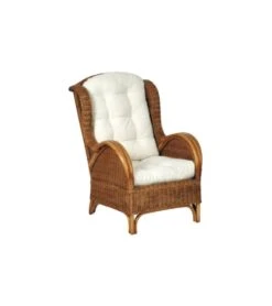 Fauteuil En Rotin Clair Avec Coussin Begawan A16